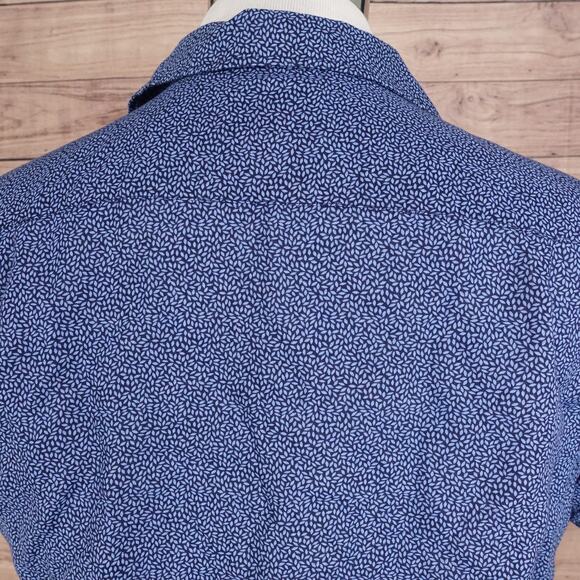Rodd & Gunn Shirt Mens Medium Blue Linen Blend Short Sleeve Button Up Leaf Print - Picture 5 of 8